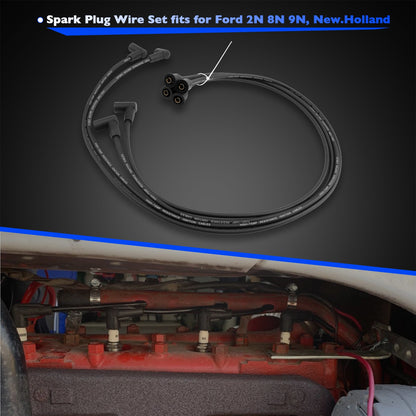 4x 9N12259A Cylinder Spark Plug Wire Set For Ford Holland 2N 8N 9N 9N12287B