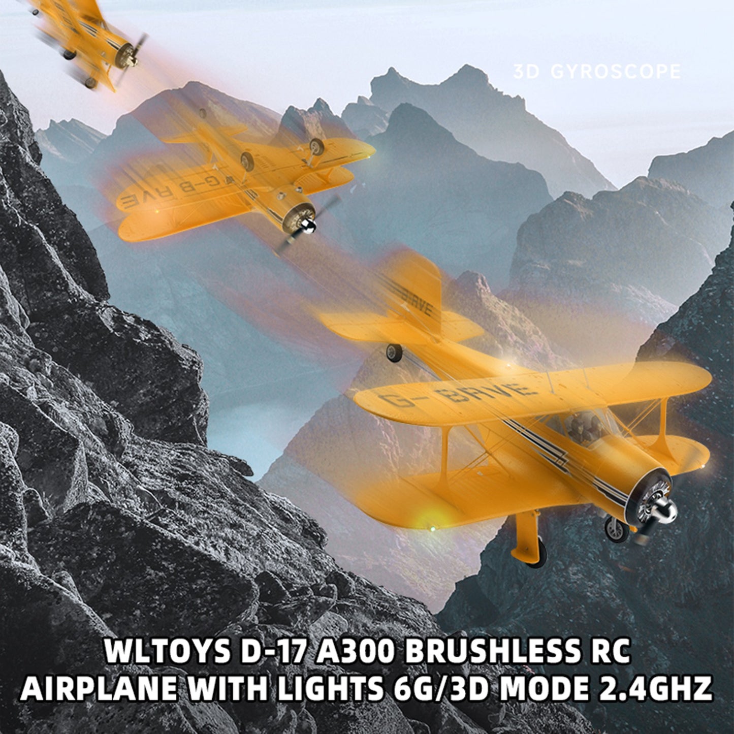 Wltoys D-17 A300 Brushless RC Airplane With Lights 6G/3D Mode 2.4Ghz Kid Toy