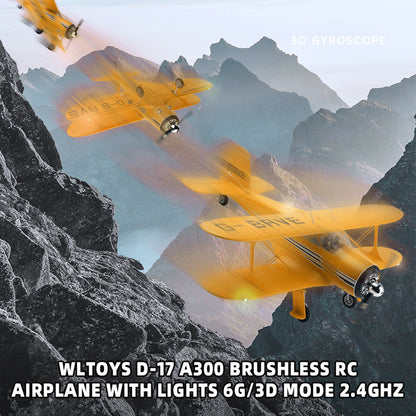 Wltoys D-17 A300 Brushless RC Airplane With Lights 6G/3D Mode 2.4Ghz Kid Toy