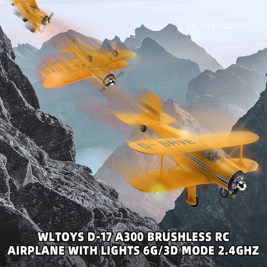 Solid Spare Wltoys D-17 A300 Brushless RC Airplane With Lights 6G/3D Mode 2.4Ghz Kid Toy