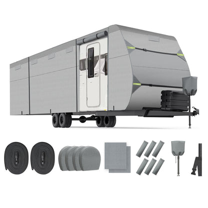 5-Layer Camper RV Cover 27'-30' Travel Trailer Windproof w/ Repair Patches