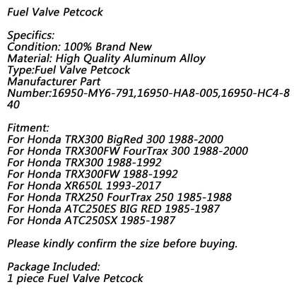 Gas Fuel Petrol Valve Petcock For Honda TRX300 250 XR650L B5C250 16950-MY6-791