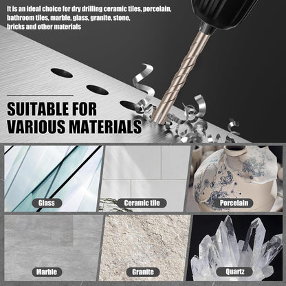 14x Carbide Drill Bit 3-12mm 4-Flute Sawtooth Eccentric Drill Bit for Tile Glass