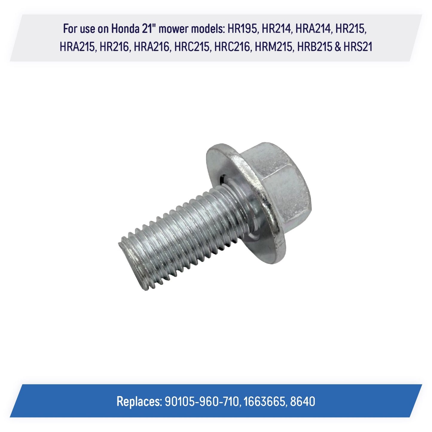 Mower Blade Hex Bolts for Honda 21" Lawn Mowers - 90105-960-710 (2 Pack)