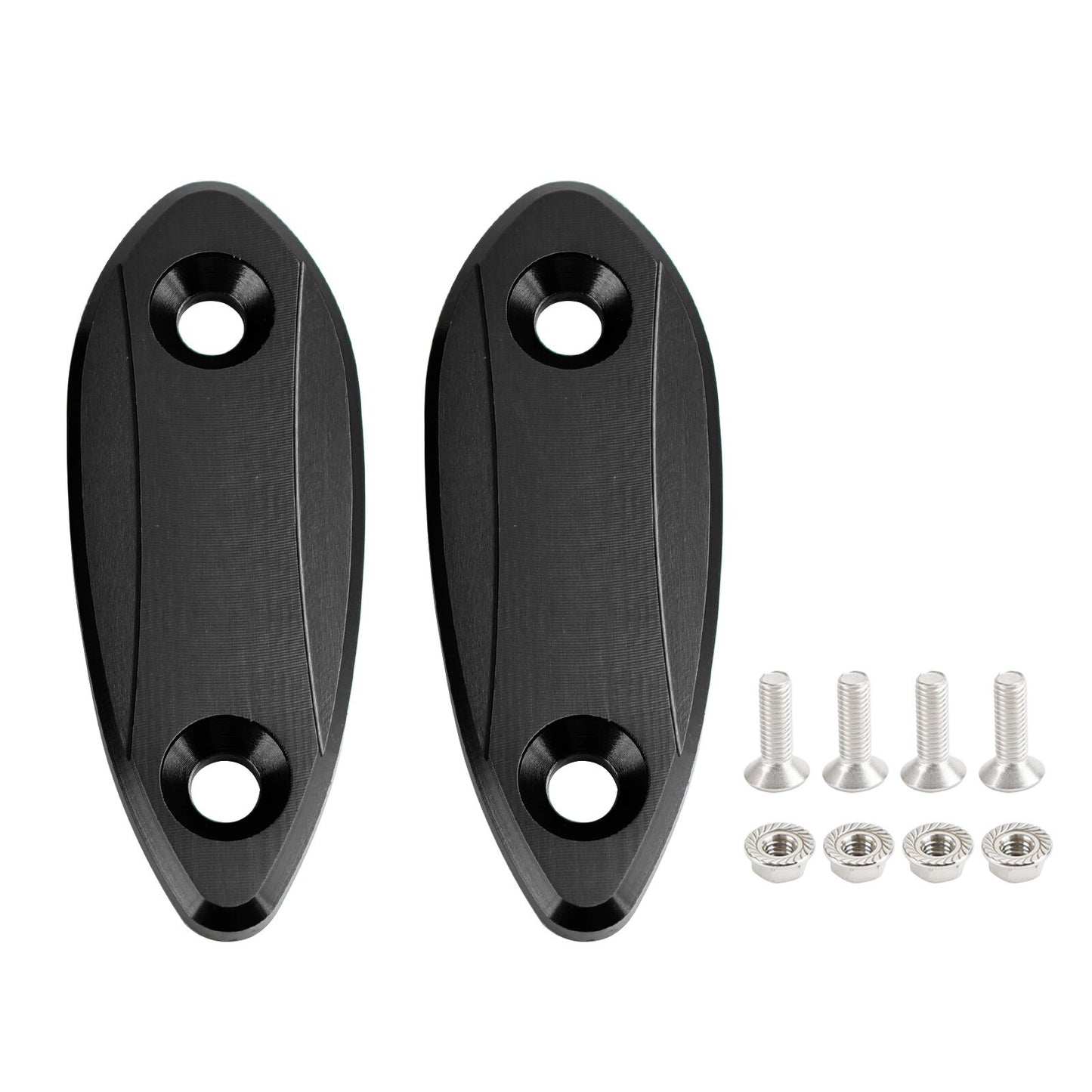 Black mirror delete blanking block off plates fits Kawasaki ZX-6R ZX6R 2009~2012
