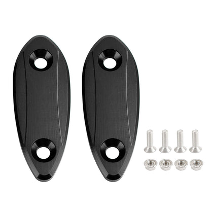 Black mirror delete blanking block off plates fits Kawasaki ZX-6R ZX6R 2009~2012