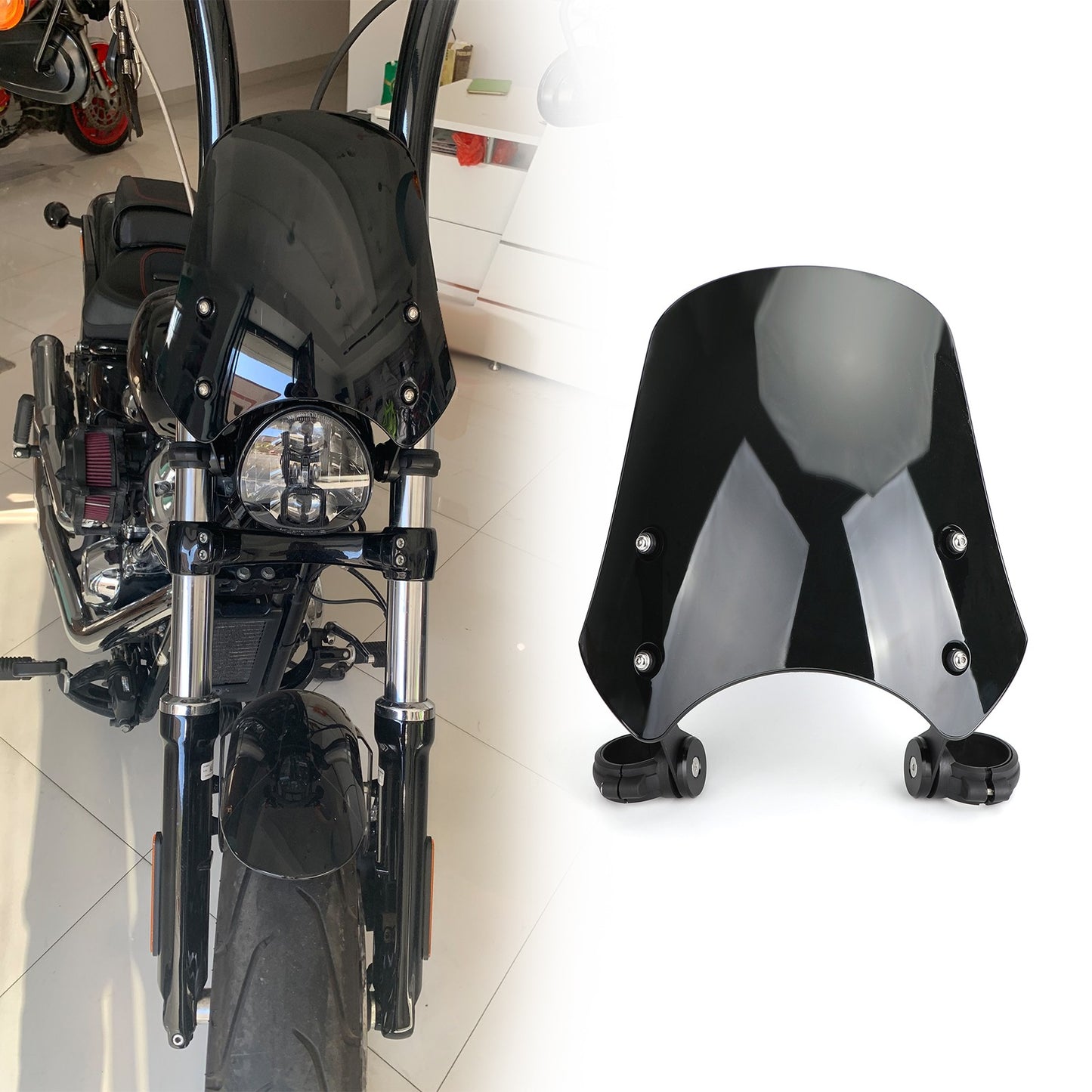 ABS Motorcycle Windscreen Windshield For Dyna Softail Models Black New