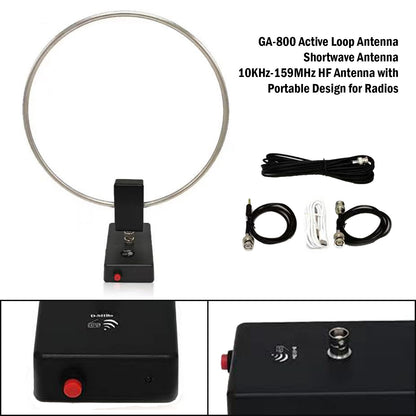 GA-800 Active Loop Antenna Shortwave Antenna 10KHz-159MHz Portable for Radios Y