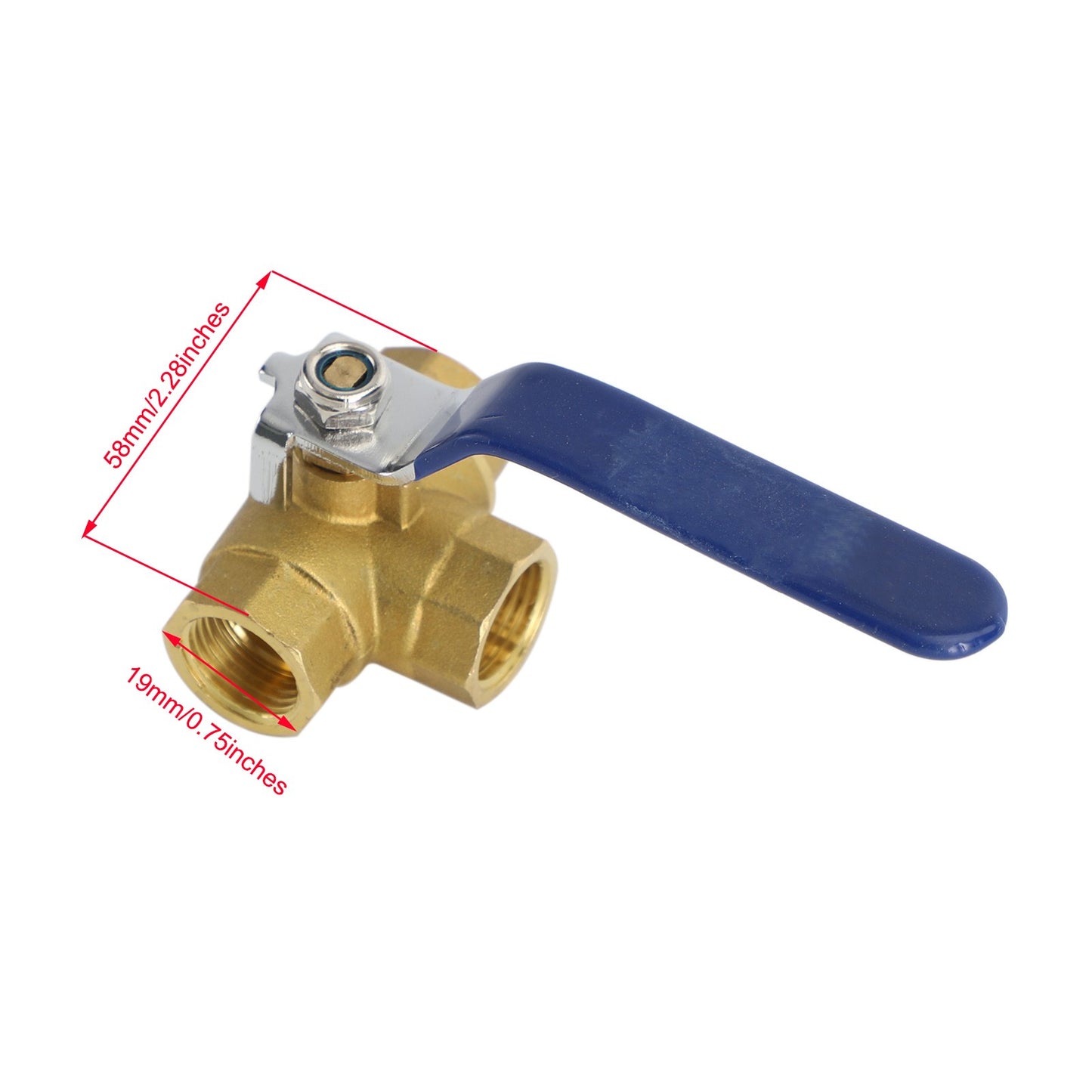 G1/2" 3 Way Ball Valve Three T Port Brass Female Type Fit For Water Oil And Gas