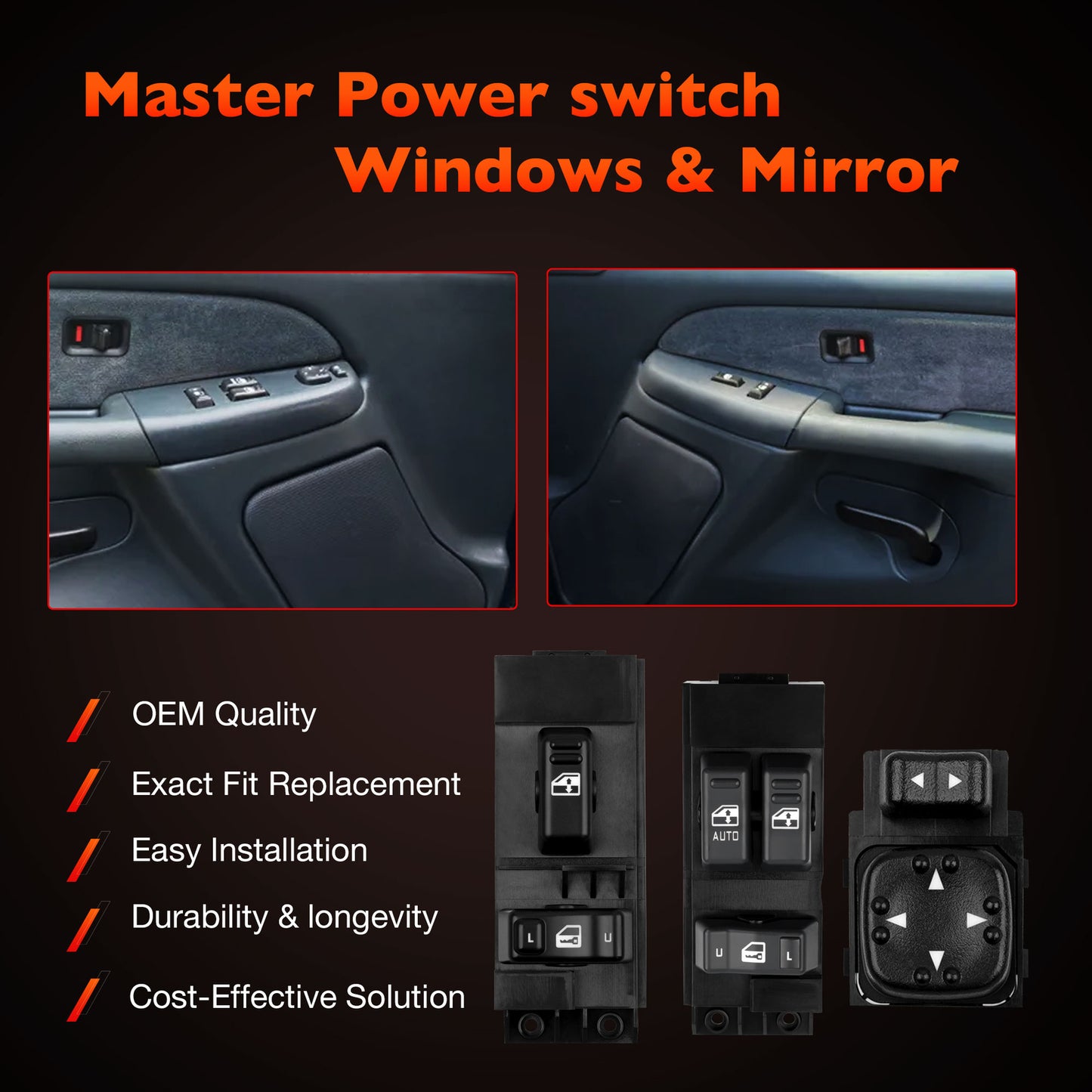 Power Window Door Mirror Switch LH & RH Set For 00-02 Chevy Silverado GMC Sierra
