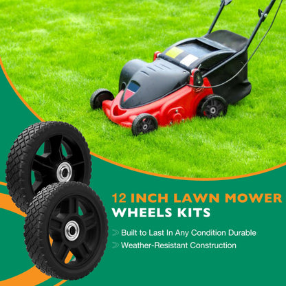 2x 12" Push Lawn Mower Plastic Wheel Fit Craftsman Mower Generator Garden Tiller