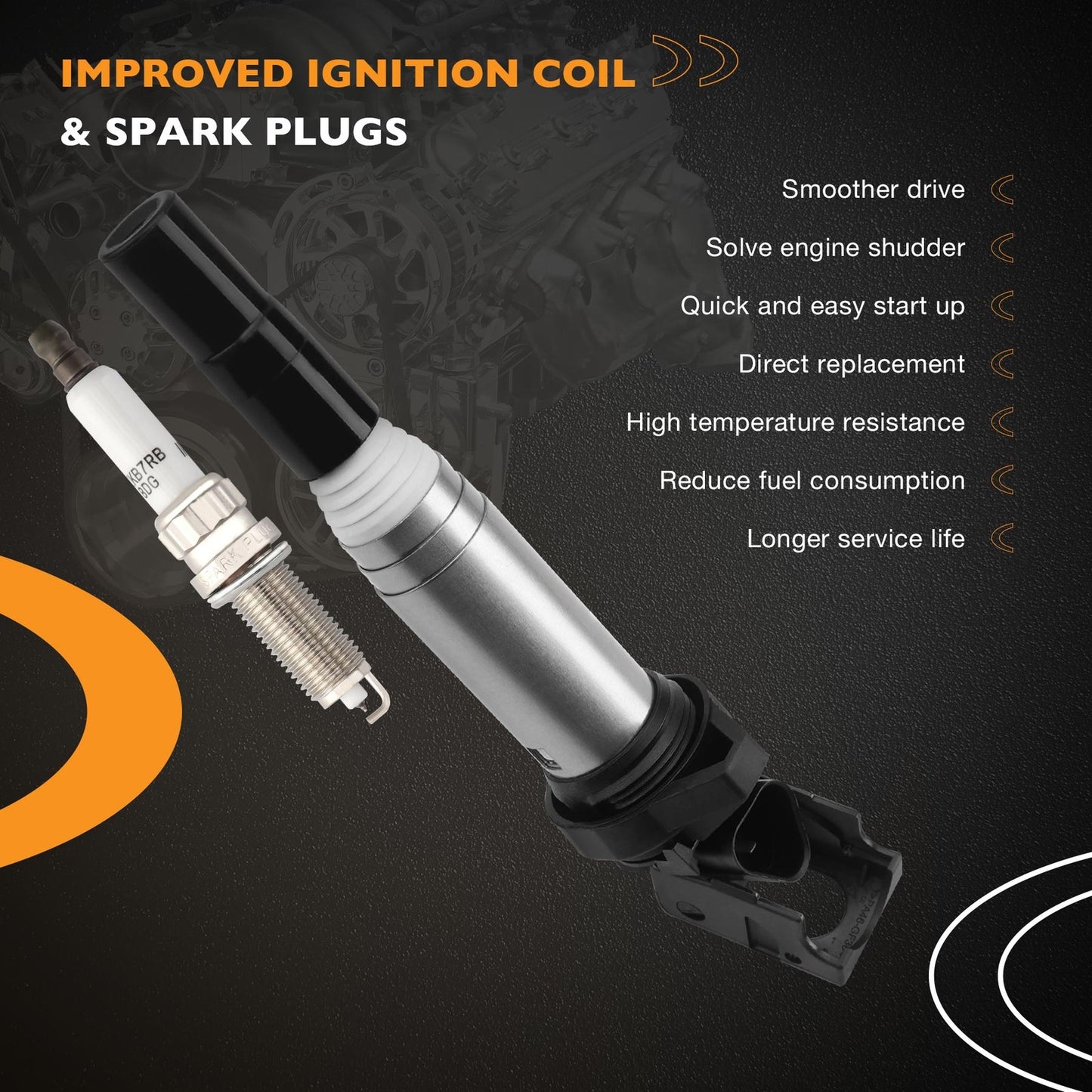 4x UF598 Ignition Coil Pack ＆ Spark Plug Kit For 07-16 Mini Cooper  Peugeot 1.6L