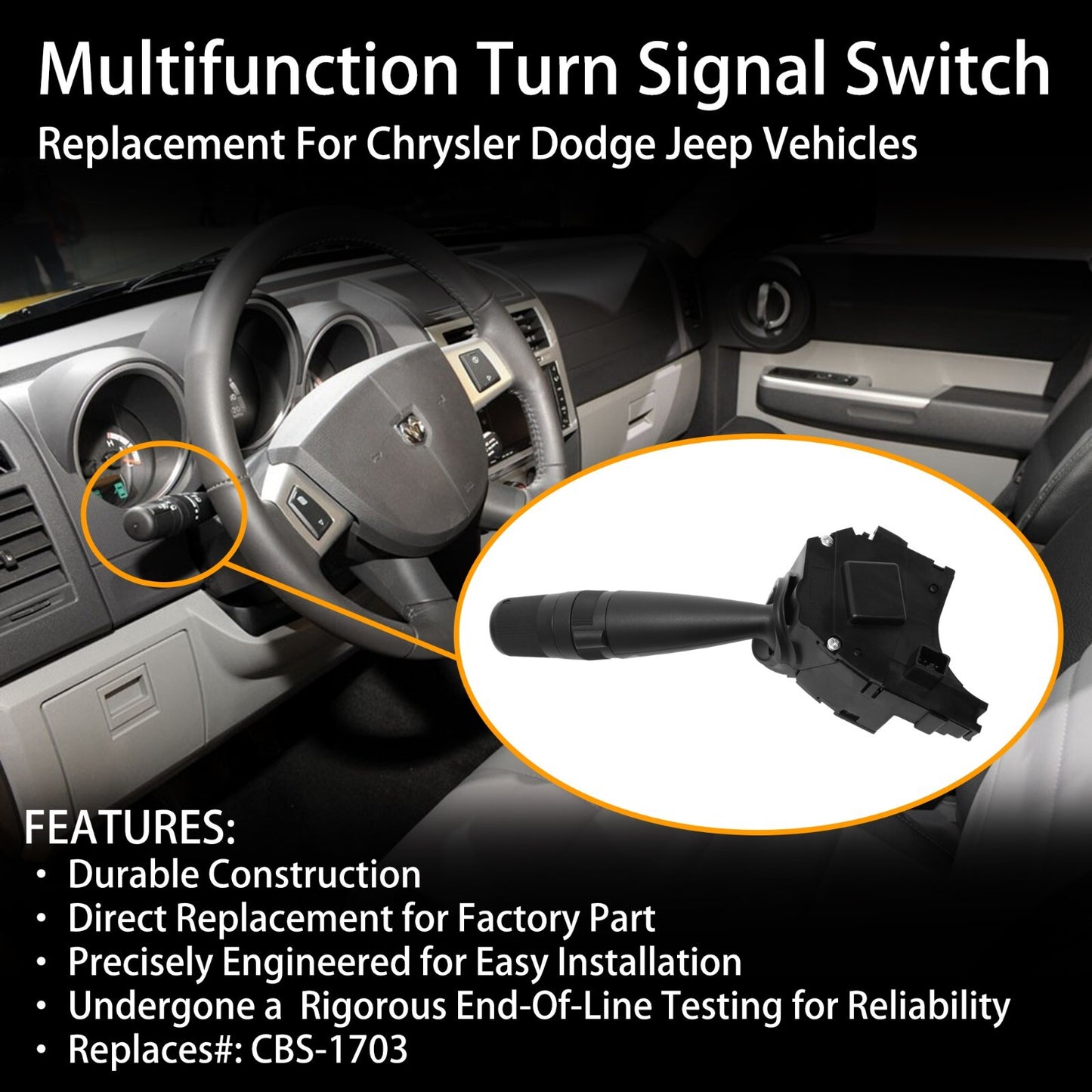 Turn Signal Headlight Dimmer Switch for 06-17 Jeep Patriot Wrangler Dodge Nitro