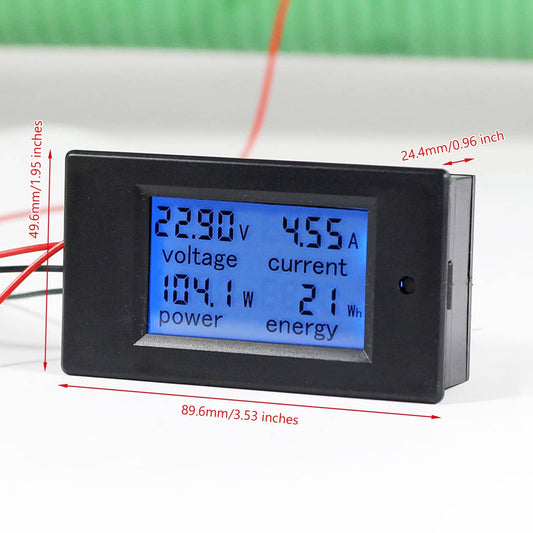 Solid Spare DC 20A 100V LCD Digital Volt Voltage Watt Current Power Meter Ammeter Voltmeter