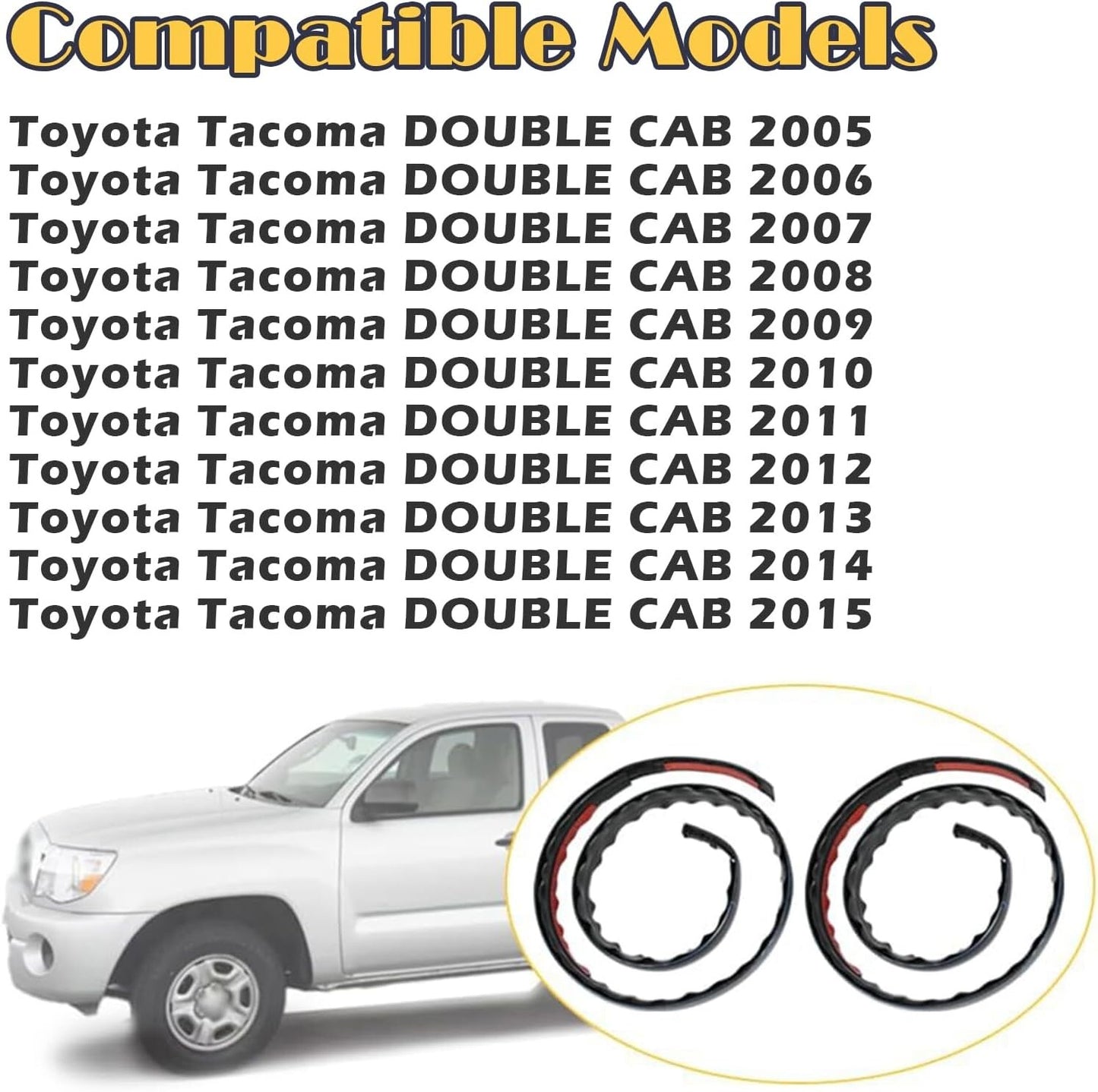 2pcs ROOF DRIP MOLDING FOR 2005-2015 TOYOTA TACOMA DOUBLE CAB