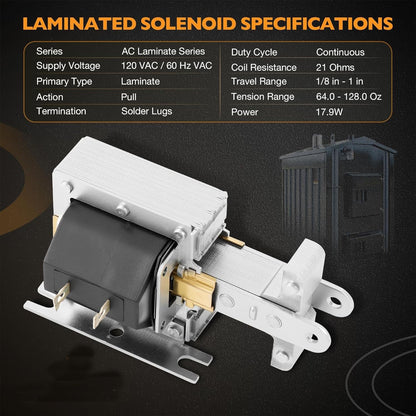 2005-M-1 Laminated Pull Solenoid Continuous Duty for All WoodMaster Wood Boilers