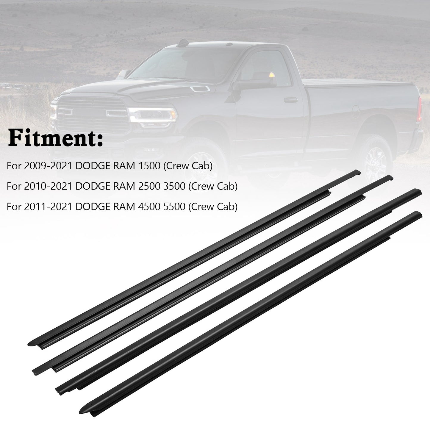Weatherstrip Window Seal Belt For Dodge Ram 1500 2500 3500 4500 5500 2009-2021 A