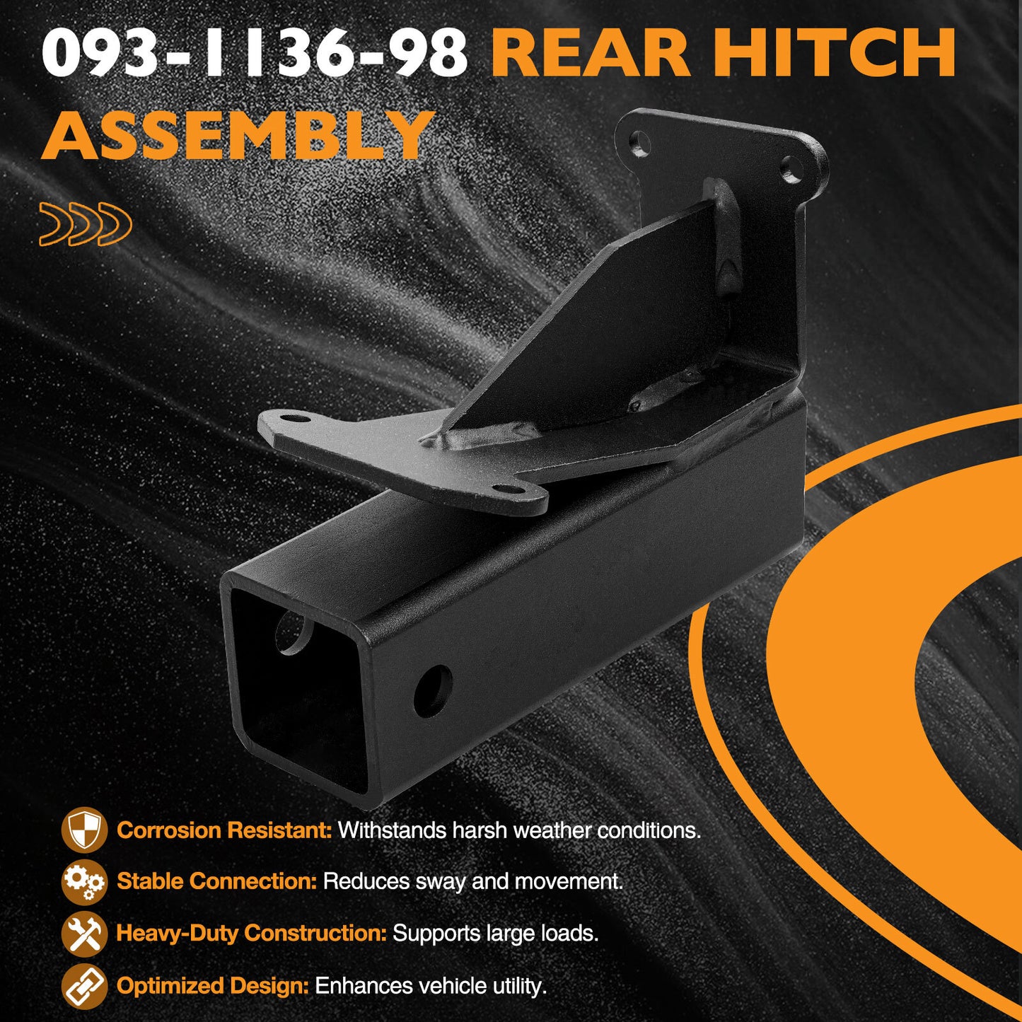 093-1136-98 Black 2" Trailer Hitch Kit For Bad Boy, Maverick 2021-UP