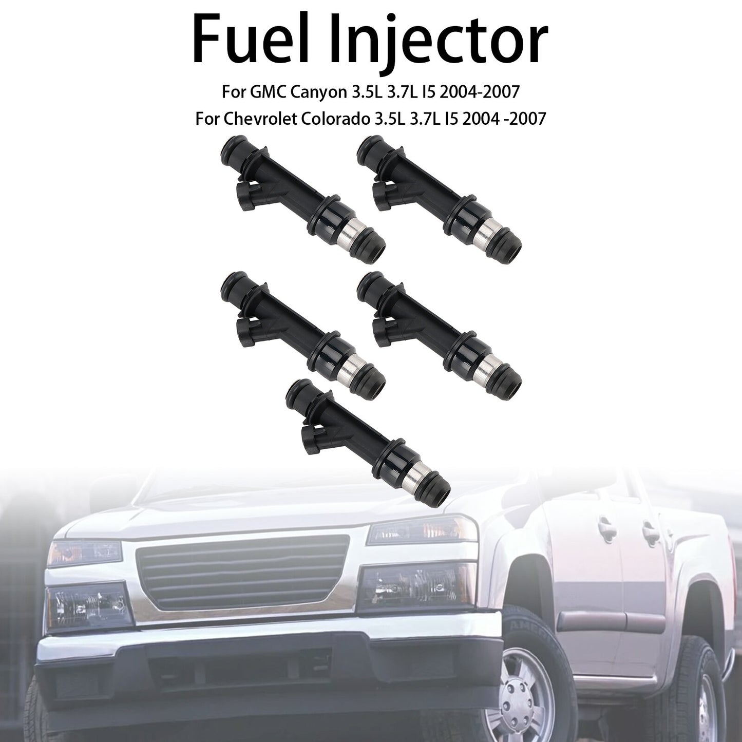 5PCS Fuel Injector 12589465 Fit Hummer H3 Fit Chevrolet Trailblazer Colorado