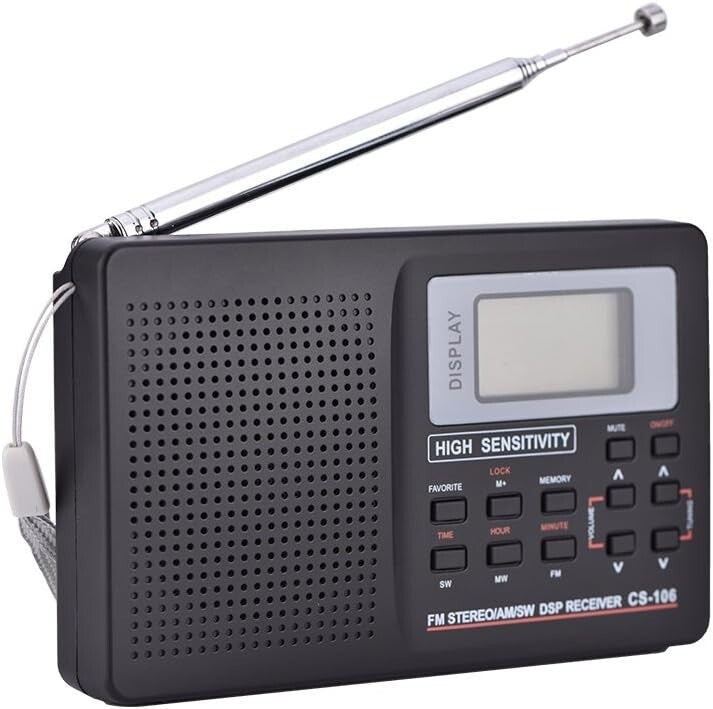 Portable Full Band AM/FM/SW/MW/LW Radio Digital Stereo Speaker Player+Headphones