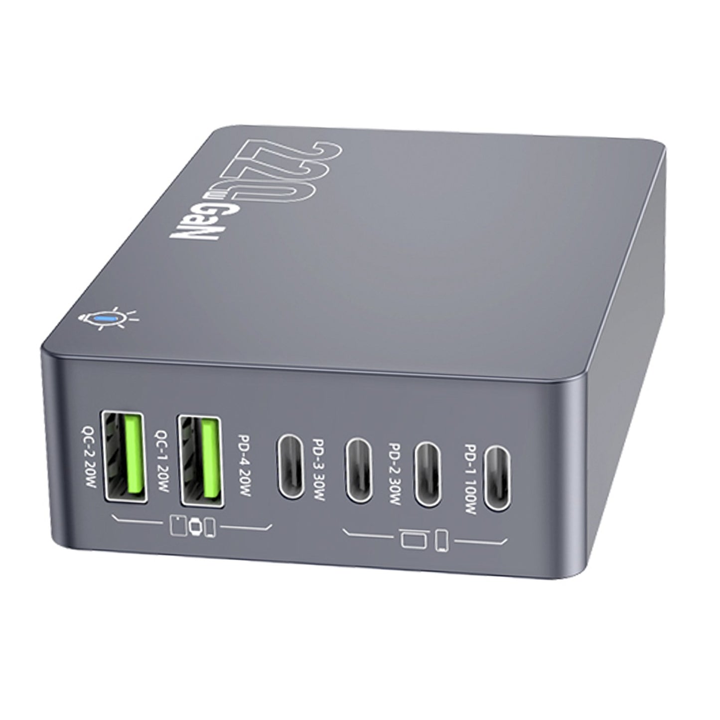 F8A Charging Station USB 6-Port Fast Charger PD100W Charging Stand Smart Charger