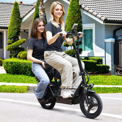 Electric Folding Scooter 48V 500W 14" Tires w/ Basket Commuter E-Bike 20MPH*