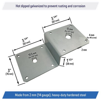 Galvanized Deck Joist Tie Plate, Z Bracket for 2x4 Cross Joist and 4x4 Post (6)