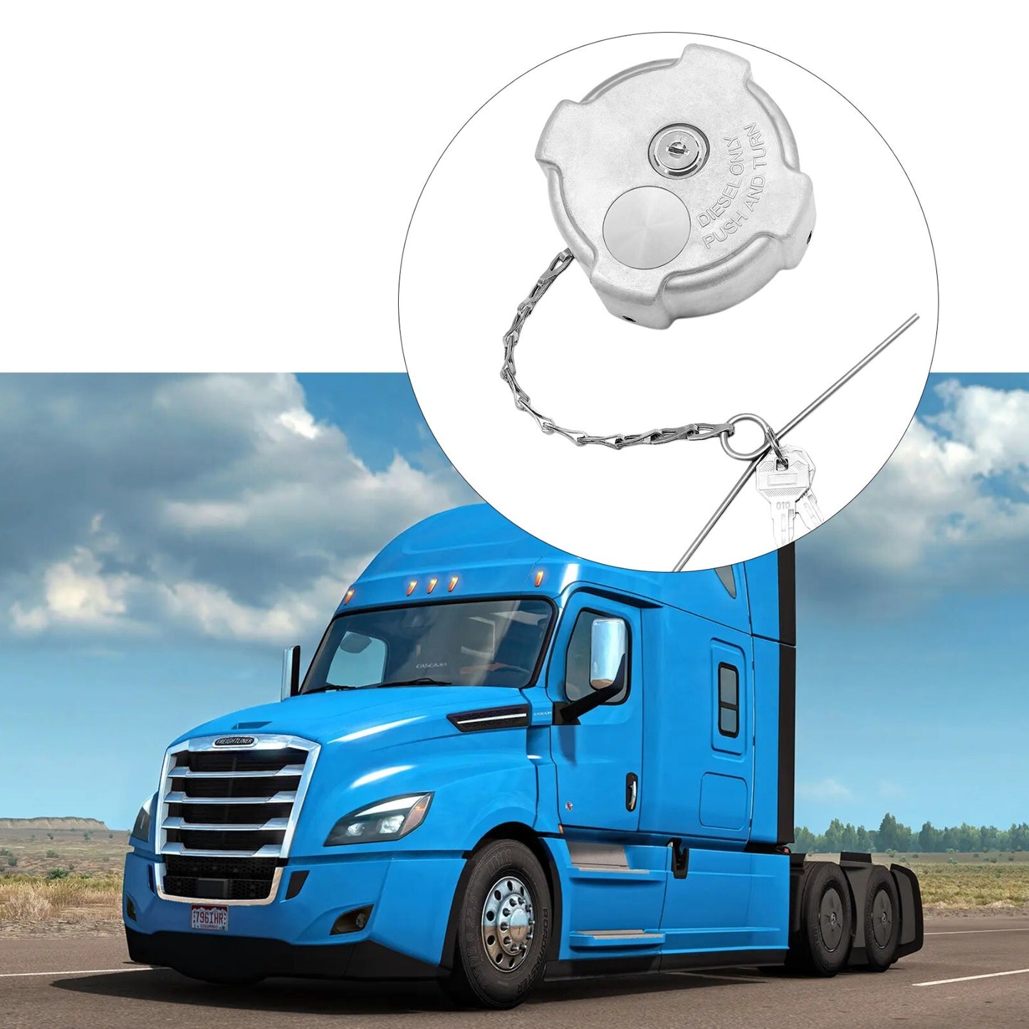 AL Locking Diesel Fuel Cap for 96-18 Freightliner Cascadia Columbia 03-37017-002