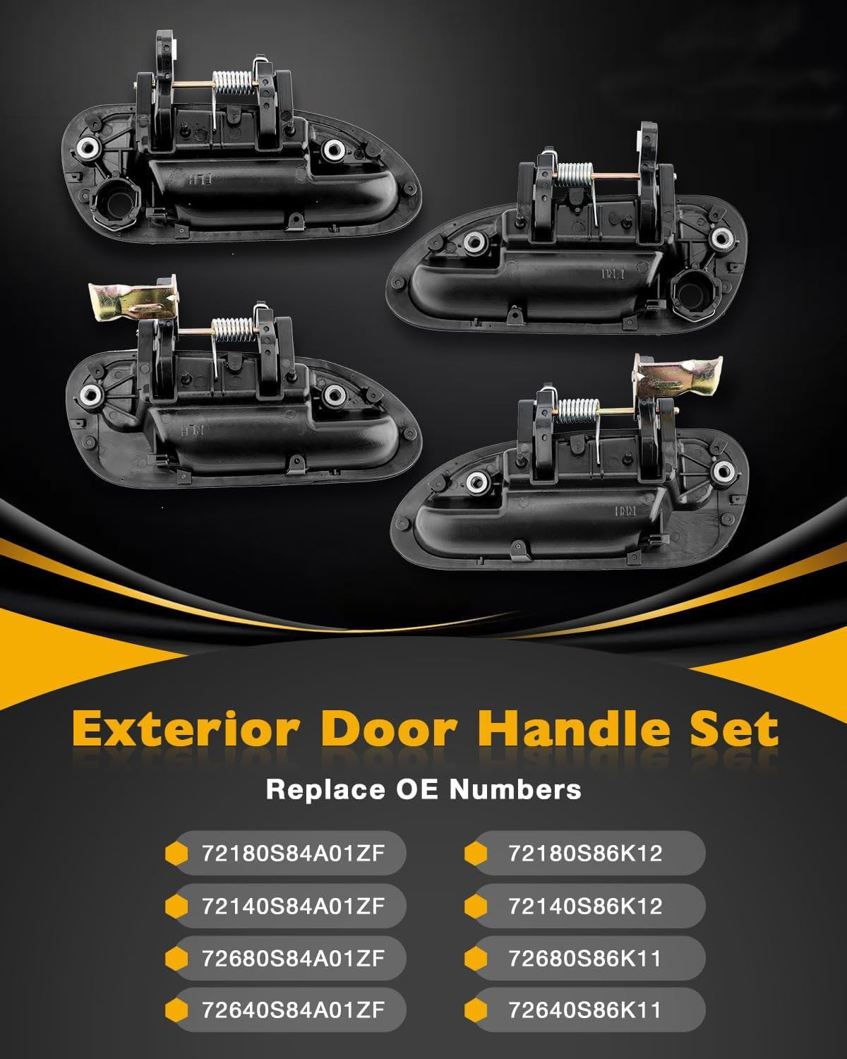 4Pcs Outside Exterior Door Handles Front & Rear Side Fit 1998-2002 Honda Accord