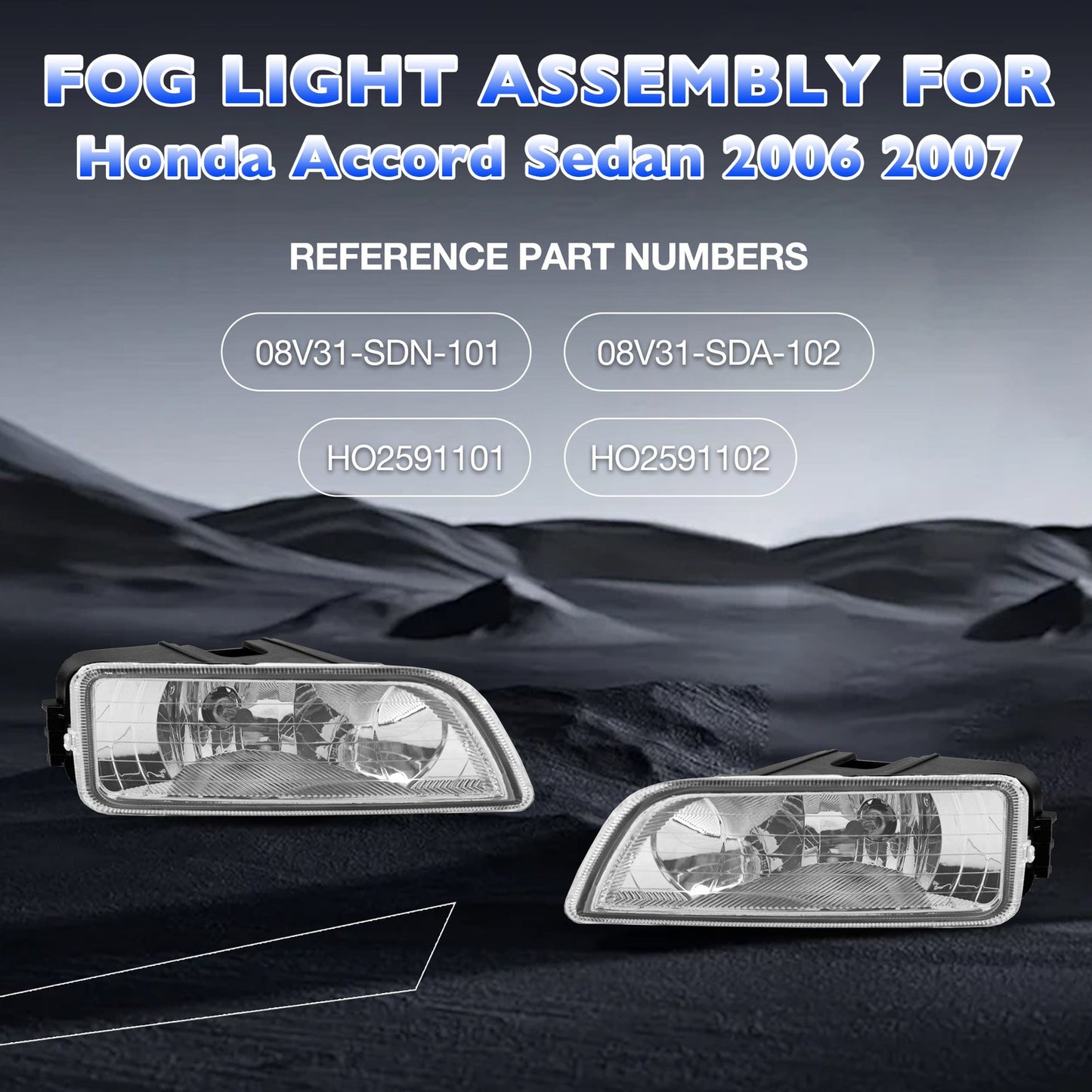 Front Fog Headlight Lamp w/ Bulbs & Harness Kit For 03-07 Honda Accord 4-Door