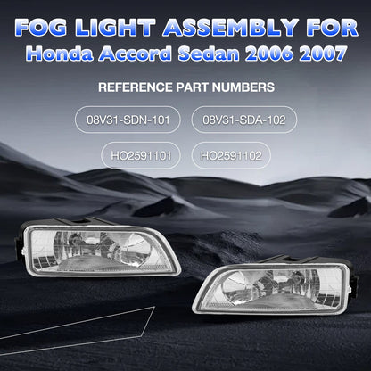 Front Fog Headlight Lamp w/ Bulbs & Harness Kit For 03-07 Honda Accord 4-Door