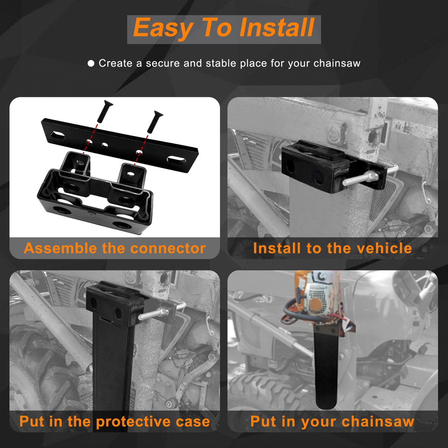 20" Universal Chainsaw Scabbard Carrier kit for Carrier Tractor ATV UTV Truck