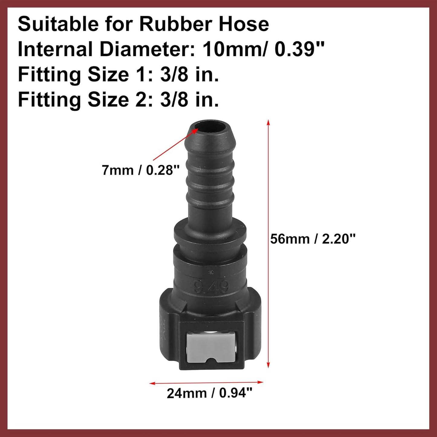 TWO Fuel Line Quick Connect Straight Push-On Adapter Connector for 3/8 to 3/8