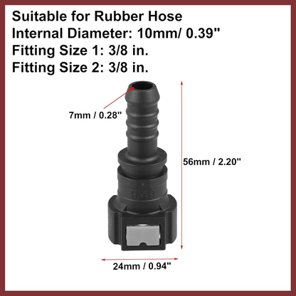 TWO Fuel Line Quick Connect Straight Push-On Adapter Connector for 3/8 to 3/8