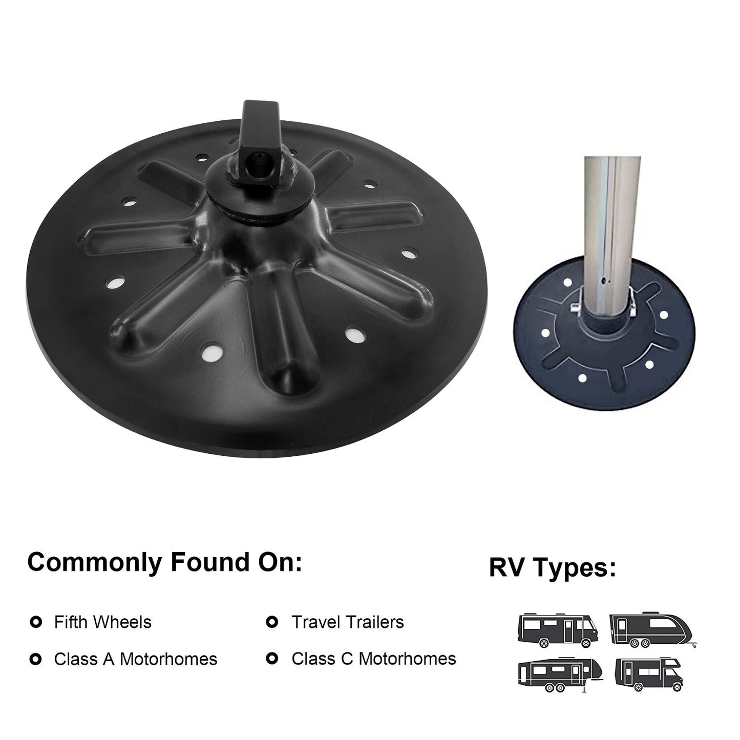 9 Inch Round Trailer Jack Landing Foot Plate Pad For A-Frame Boat Rv Camper 2pcs
