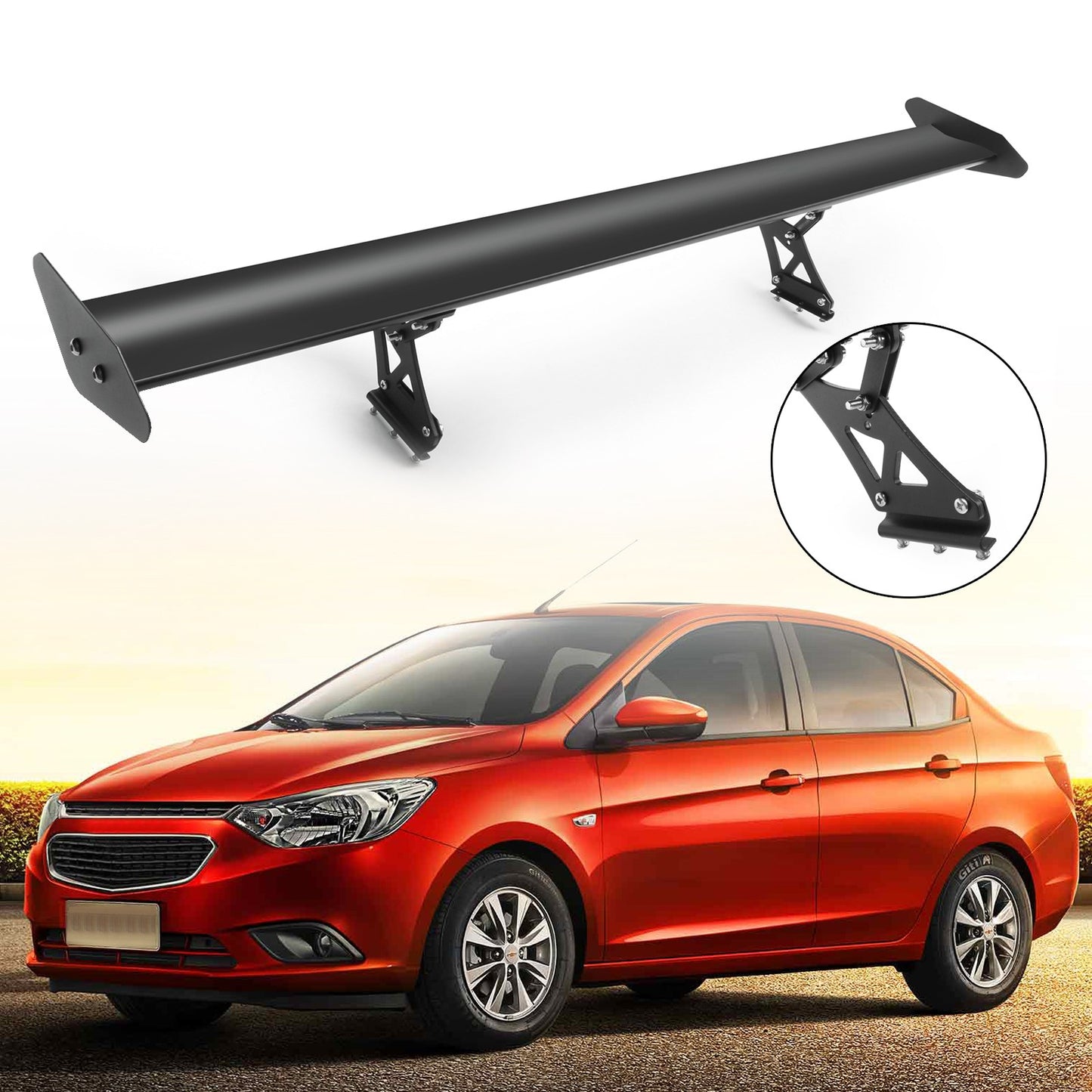 Adjust 53" No Drilling GT Rear Truck Wing Racingpoiler Aluminum Universal BLK