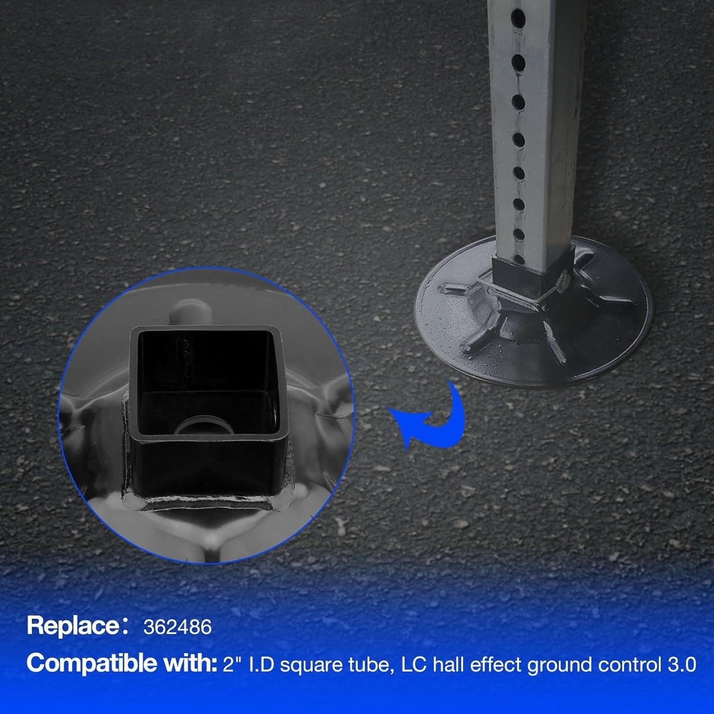 9" Diameter Rear Jack Foot Pad For 2" I.D Square Tube LC Hall Effect Ground