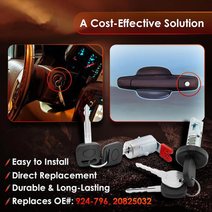 Ignition Switch & Door Lock Cylinder with Keys For 2007-2014 Chevy GMC Cadillac