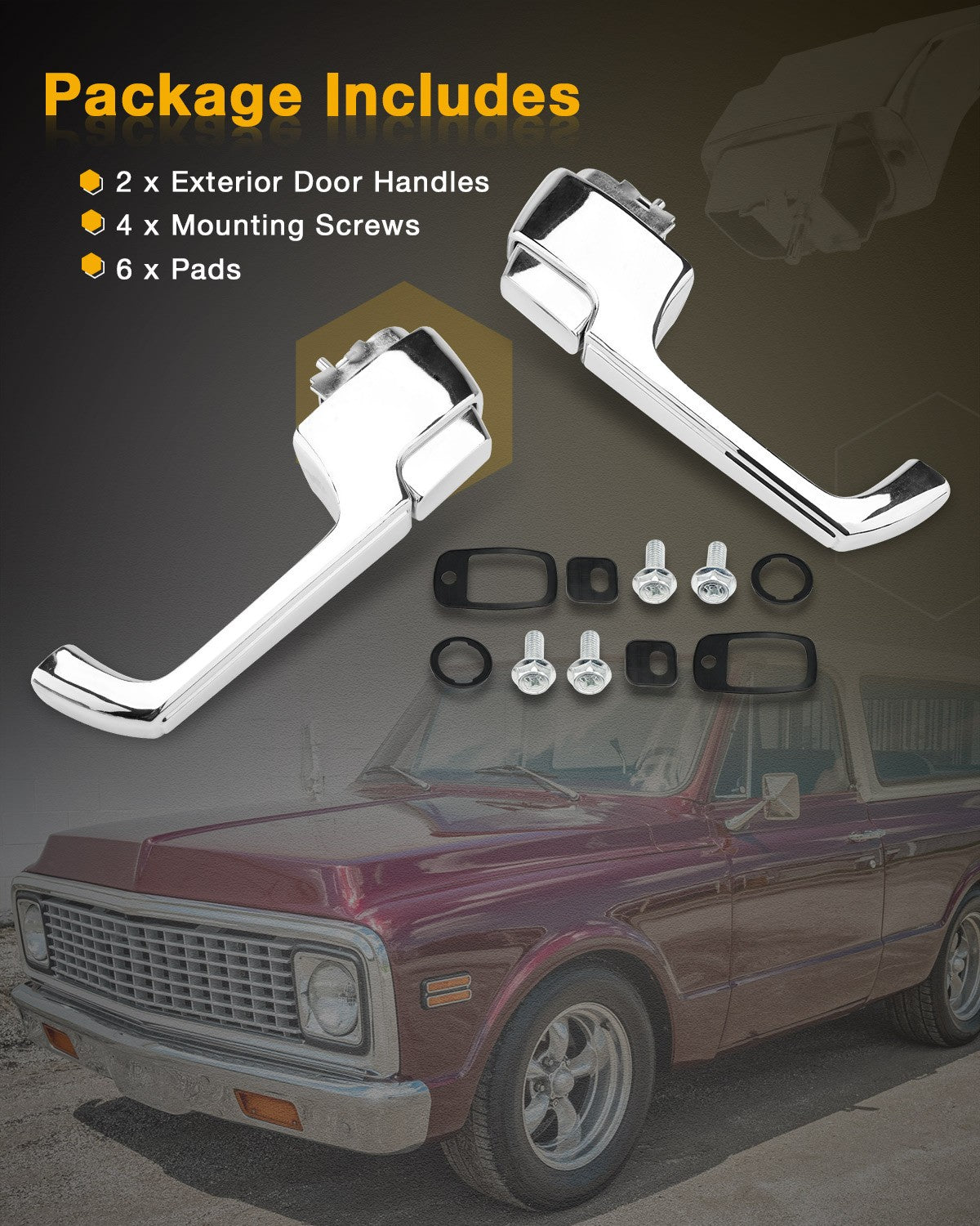 Exterior Chrome Door Handles Set For 1967-72 Chevy C10 C20 C30 GMC K1500 Pickup