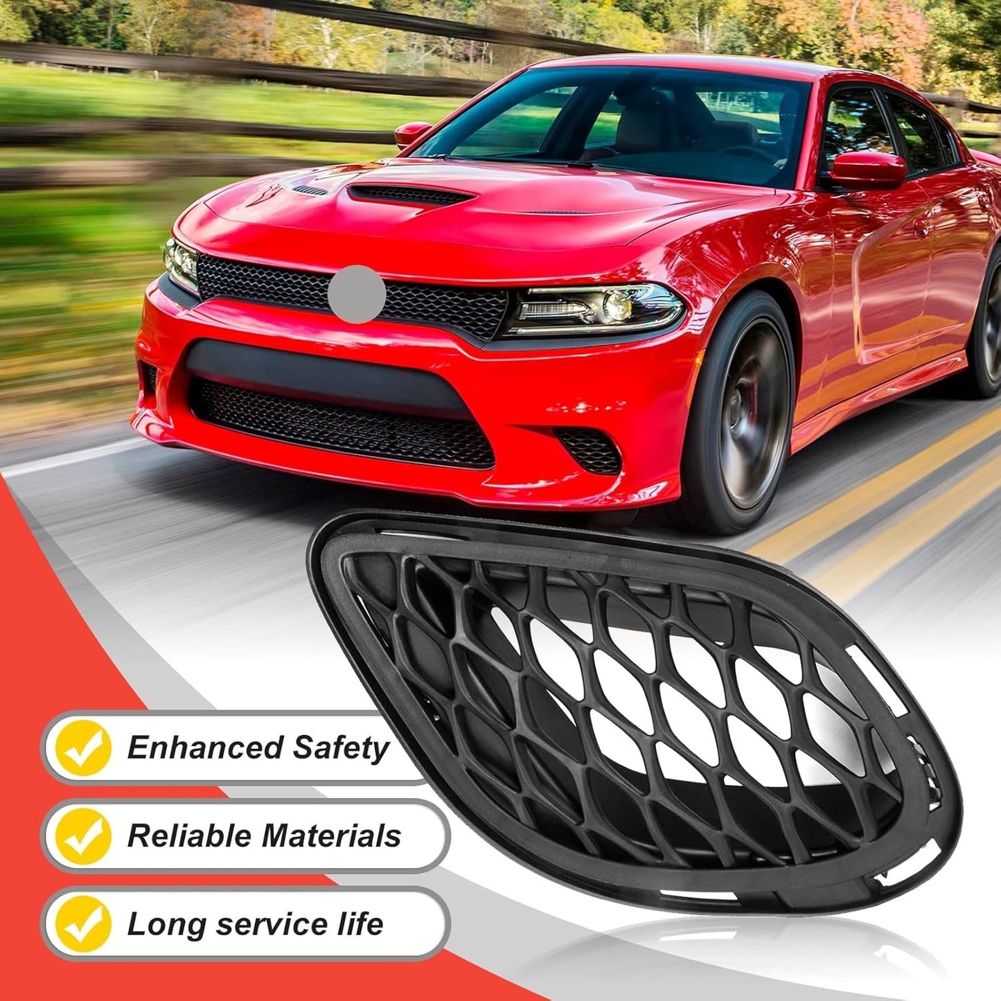 Bumper Fog Light Bezel Cover For Dodge Charger 2015-19 Set of 4 Left&Right Side