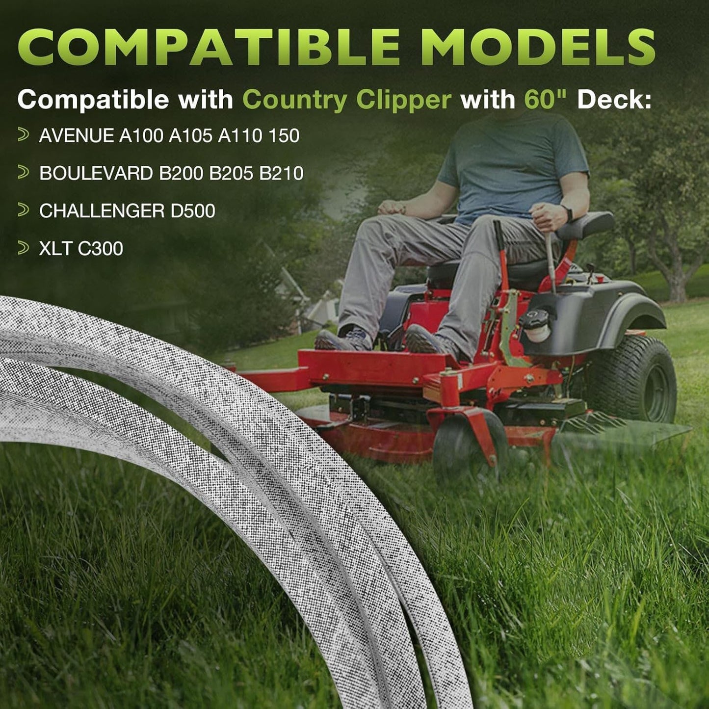 169" x 5/8" Mower Deck Belt For Country Clipper Avenue Boulevard Challenger XLT