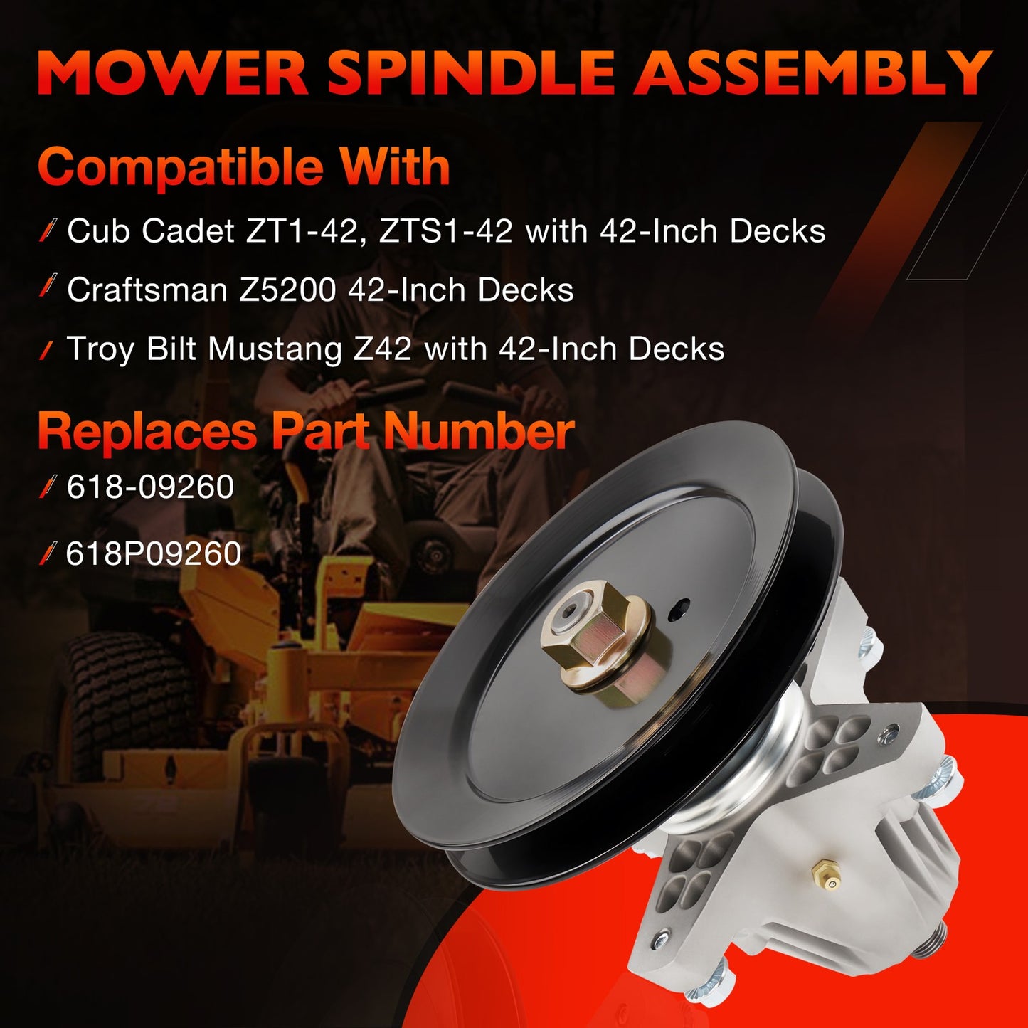 Mower Deck Spindle For Cub Cadet ZT1-42 Craftsman Z5200 Troy-Bilt 42" 618-09260