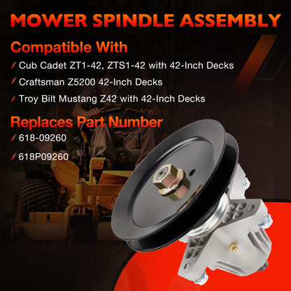 Mower Deck Spindle For Cub Cadet ZT1-42 Craftsman Z5200 Troy-Bilt 42" 618-09260