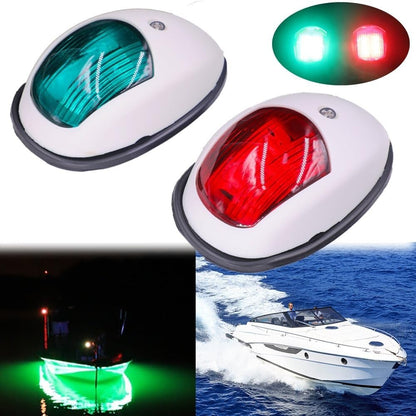 2x Waterproof Red & Green 8 LED Navigation Lights Boat Pontoon Marine Bow Lamp
