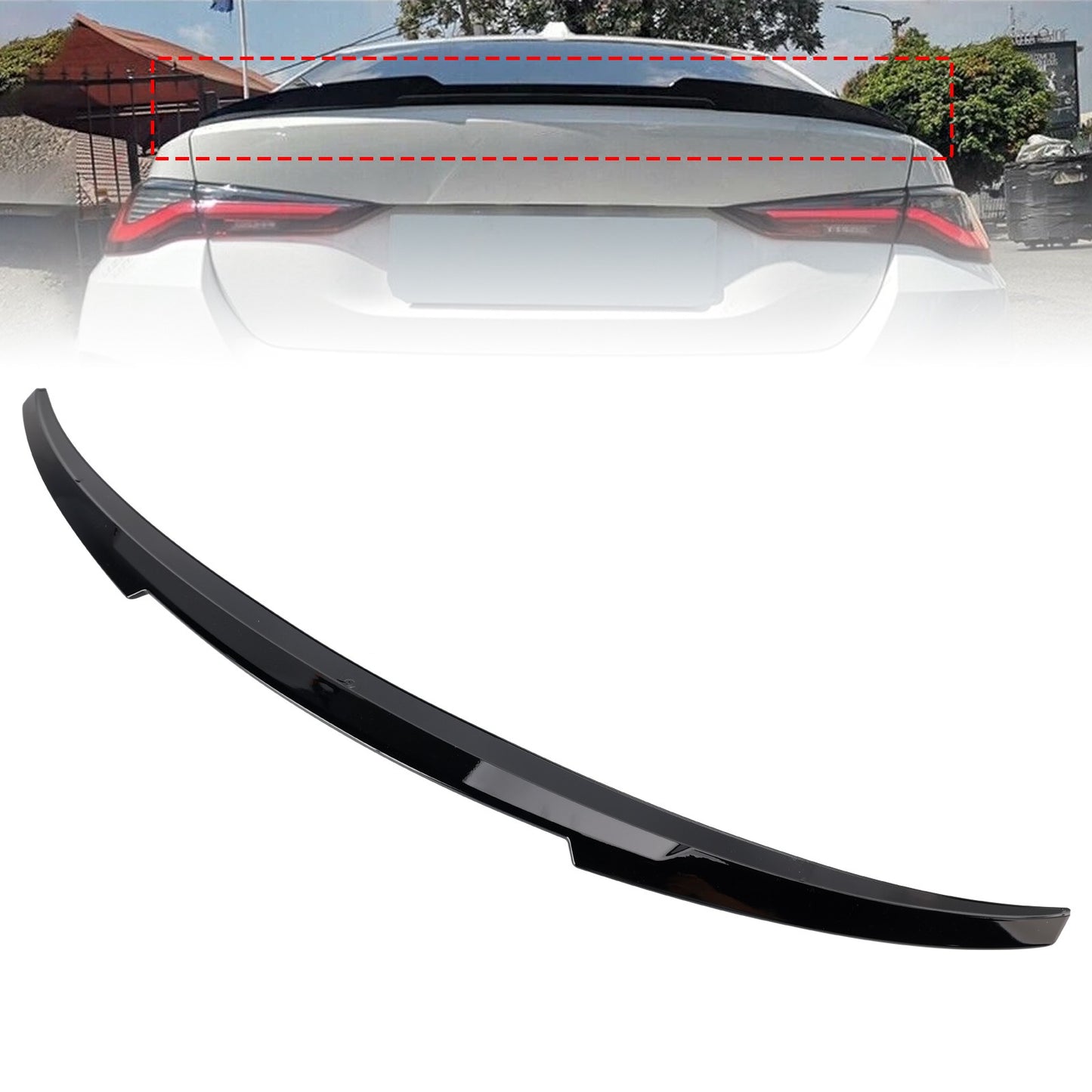 Gloss Black Rear Boot Spoiler For BMW 4 Series G26 Gran Coupe 21-25 M4 Style