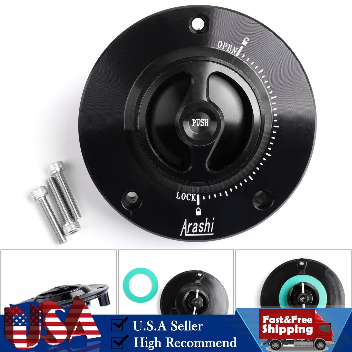 CNC Keyless Fuel Gas Tank Cap Fit for Suzuki GSXR GSR 600/750 GSXR 1000 03~18 BK