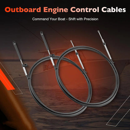 2PCS 10FT Outboard Throttle Cable Gen I Control Shift Cables For Mercury Mariner