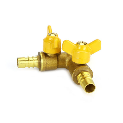 3/8" Hose Barb Ball Valve Y Shaped 3 Way Connector Barb Brass Fitting OD 11mm US