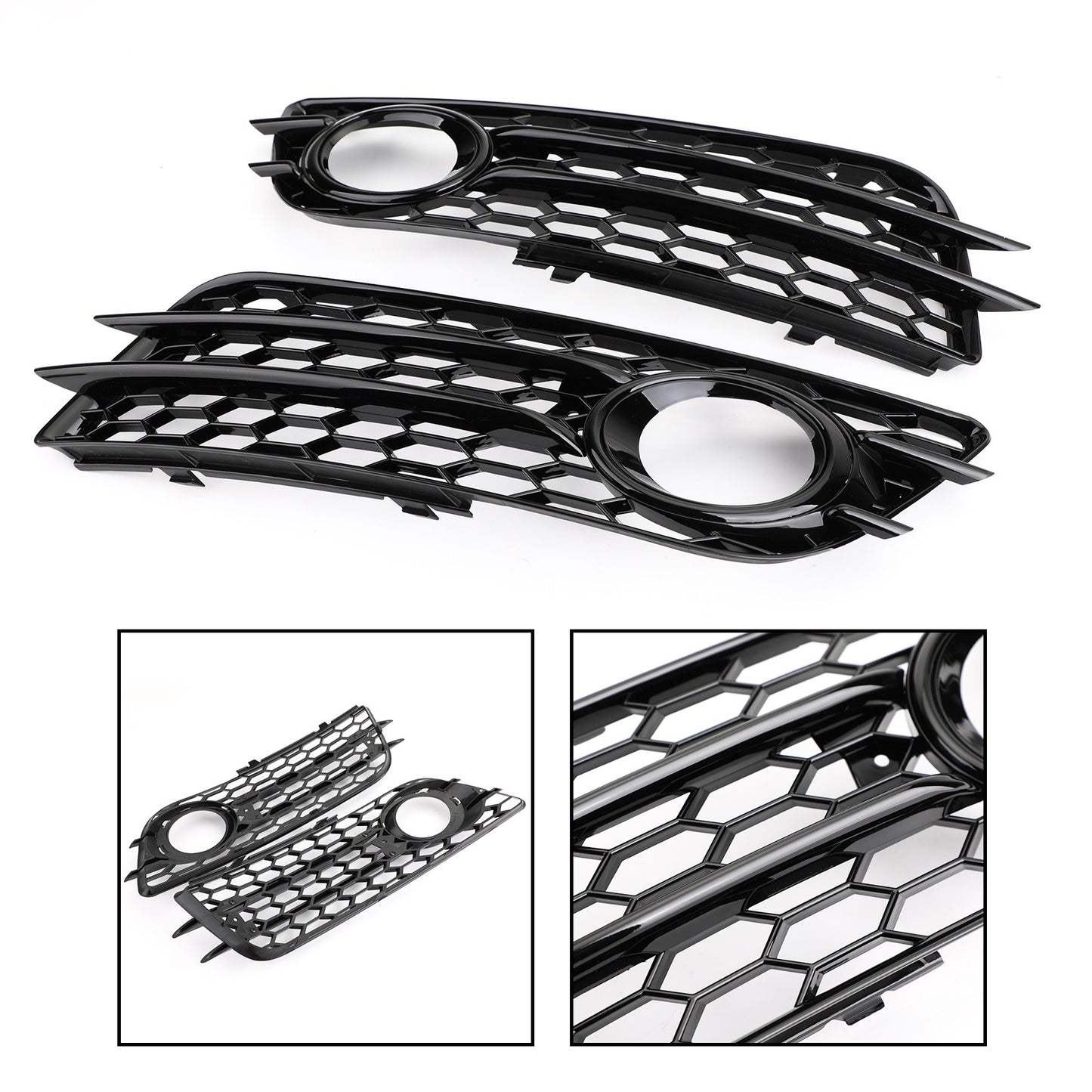 Black Honeycomb Style Fog Light Grill Bumper For Audi A4 S-LINE S4 2008-2012