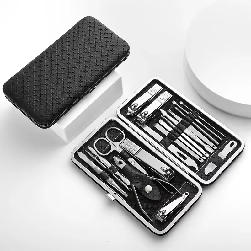 19PCS Pedicure Nail Toe Clippers Manicure Kit Cleaner Cuticle Grooming Set Case